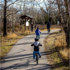 Family biking in Bentonville, AR