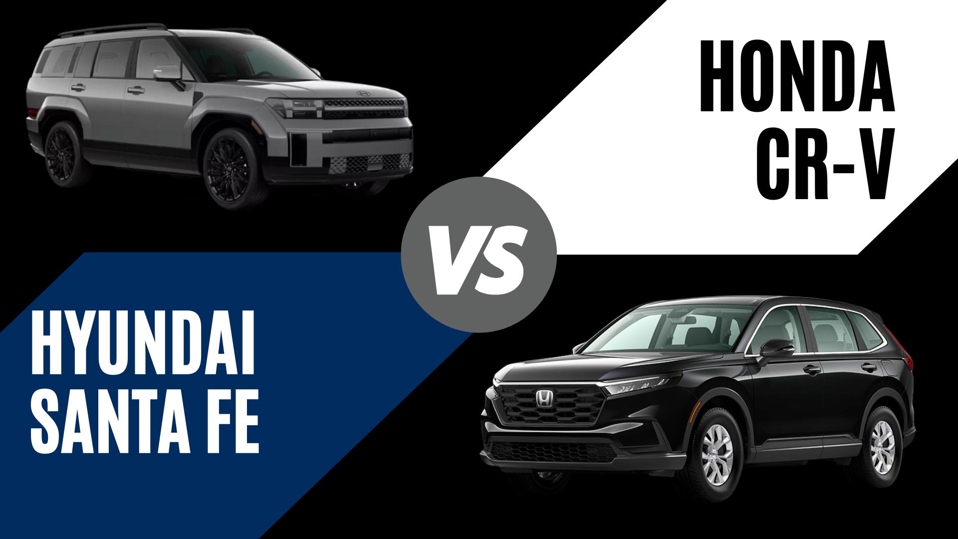 Side-by-side comparison of 2026 Hyundai Santa Fe and 2026 Honda CR-V SUVs for Bentonville, Arkansas drivers