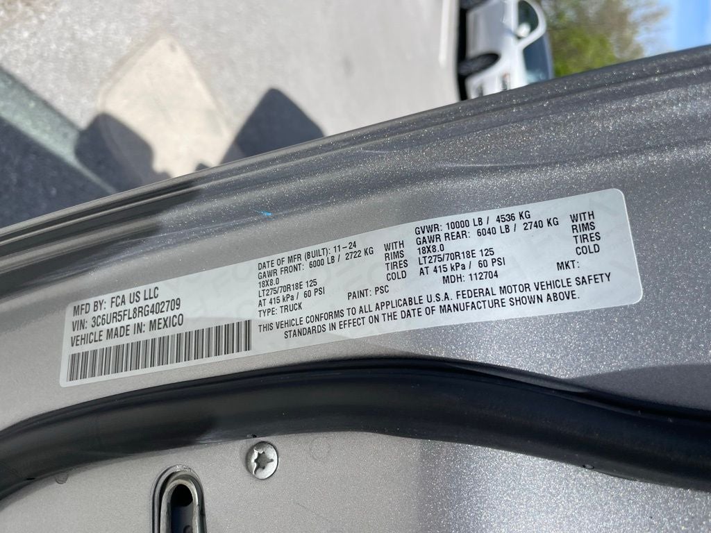 2024 RAM 2500 Laramie - REMOTE TAILGATE RELEASE / BLIND SPOT MONITOR