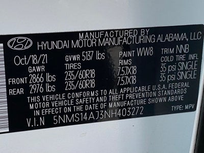 2022 Hyundai SANTA FE SE