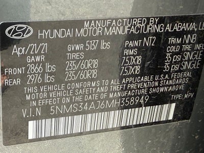 2021 Hyundai SANTA FE SEL - HYUNDAI CPO / CLEAN CARFAX / PANORAMIC SUNROOF