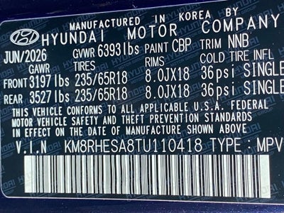 2026 Hyundai PALISADE HYBRID SEL Premium 7 Passenger