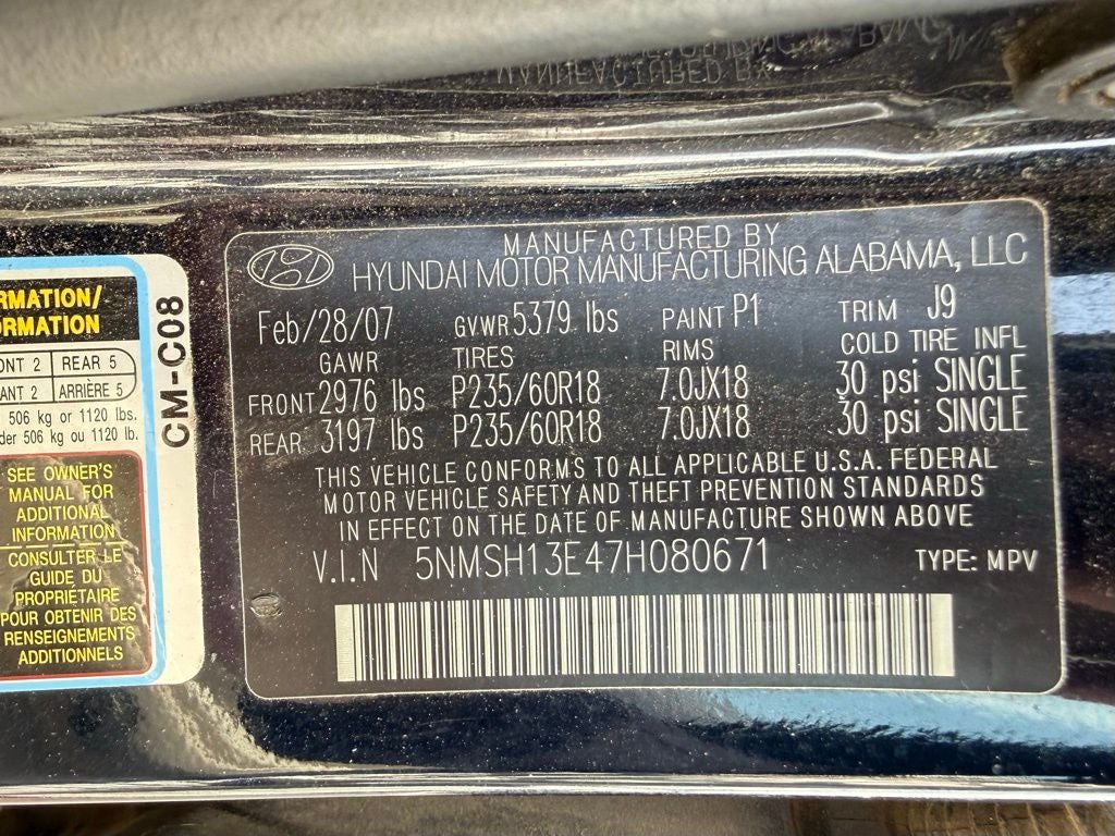 2007 Hyundai SANTA FE SE
