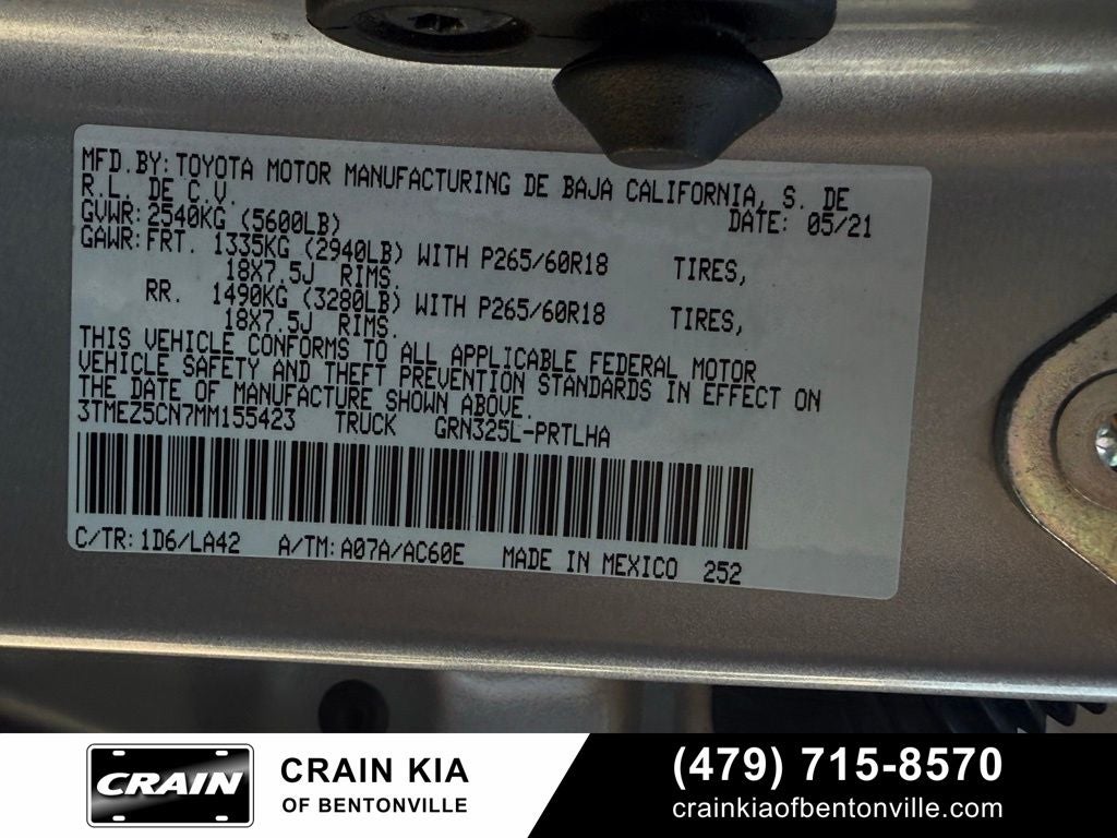 2021 Toyota Tacoma Limited V6 - SUNROOF / CLEAN CARFAX / ONE OWNER