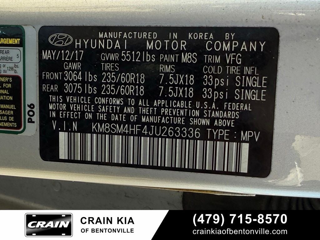 2018 Hyundai SANTA FE SE
