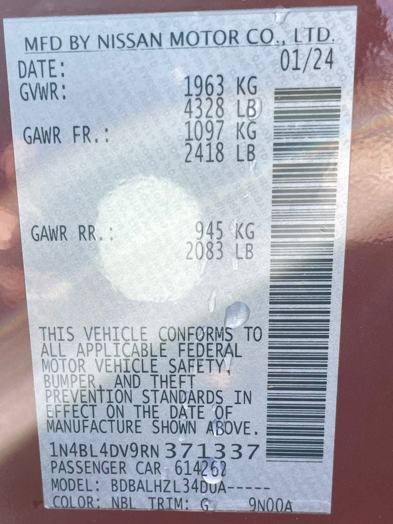 2024 Nissan Altima 2.5 SV ONE OWNER