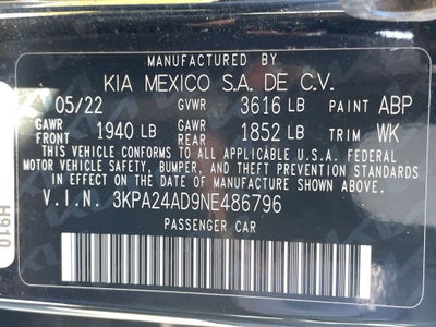 2022 Kia Rio LX ONE OWNER / CLEAN CARFAX