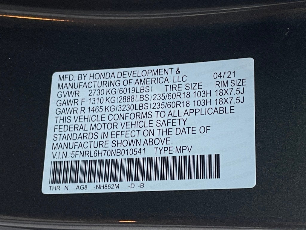 2022 Honda Odyssey EX-L MOONROOF / HEATED SEATS / 3RD ROW