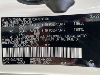 2022 Toyota 4Runner SR5 4X4 / KEYLESS ENTRY