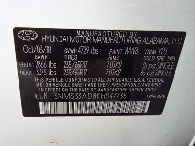 2019 Hyundai SANTA FE SEL